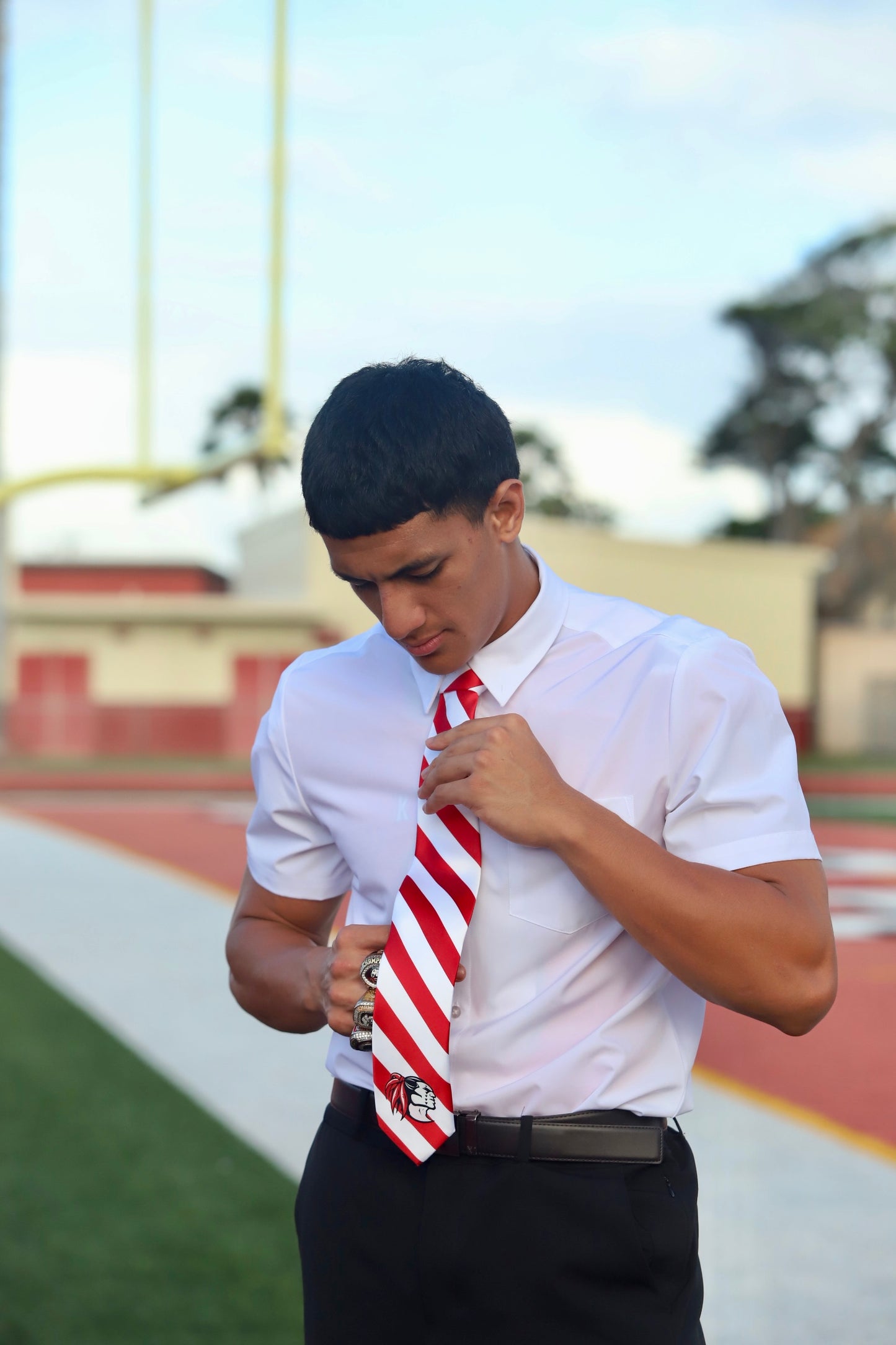 Kahuku Red Raider Striped Tie